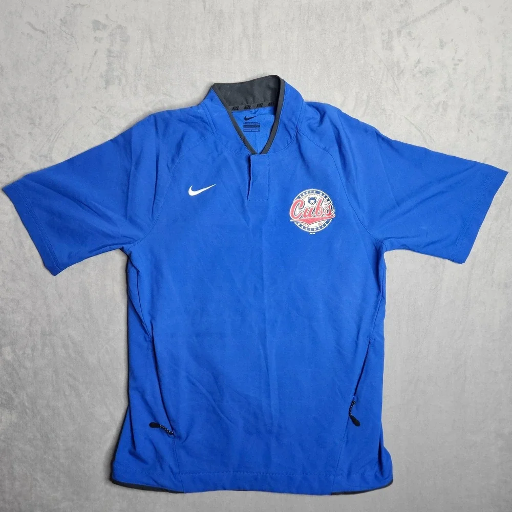 South Bend Cubs Nike Hot Baseball Jacket Mens Small Blue Pockets Adjustable Logo